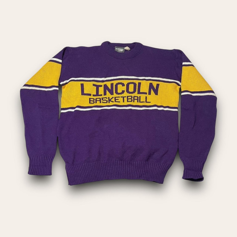 Vintage Lincoln Basketball Sweater Teamworks USA Sz XL Sporty Varsity Blokecore